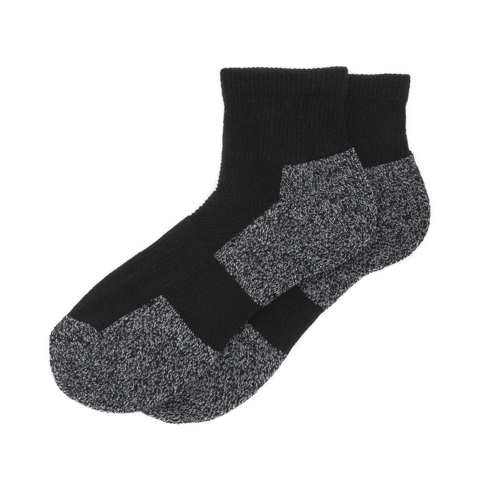 2-pack compression ankle socks with ribbed cuffs, black and heather-gray speckle toes