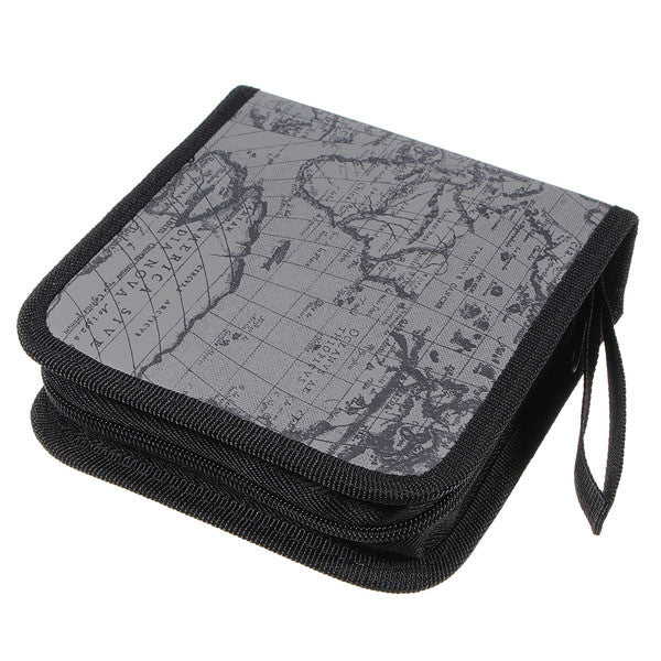 40 Disc CD DVD Album Holder Storage Case Bag Map Pattern - GhillieSuitShop
