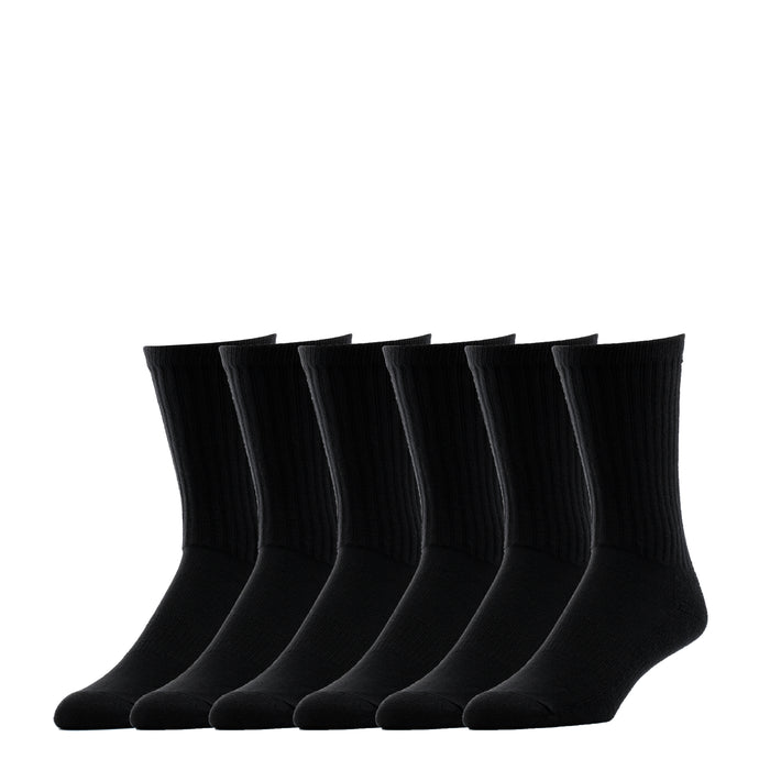 Pack of black crew work socks, six pairs