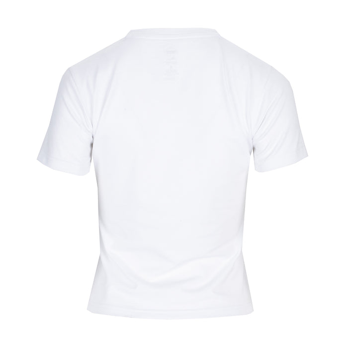 Women's baby tee, white crew-neck short-sleeve T-shirt, back