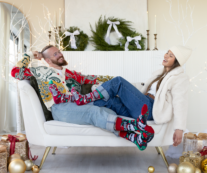 FUNNY NOVELTY - SANTA - BIG NICK ENERGY - CHRISTMAS - MEN'S CREW SOCKS - UPTOWN SOX