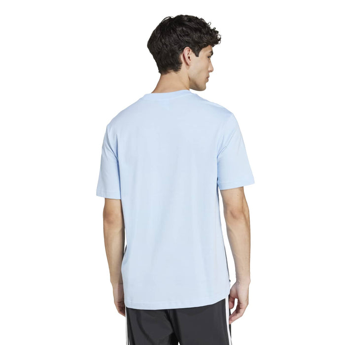 Light blue men's t-shirt, back view with no visible graphic