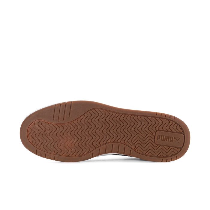 Brown sneaker outsole with zigzag tread pattern and PUMA mark near the heel