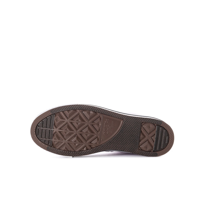 Youth platform high-top sneaker outsole in dark brown with textured tread