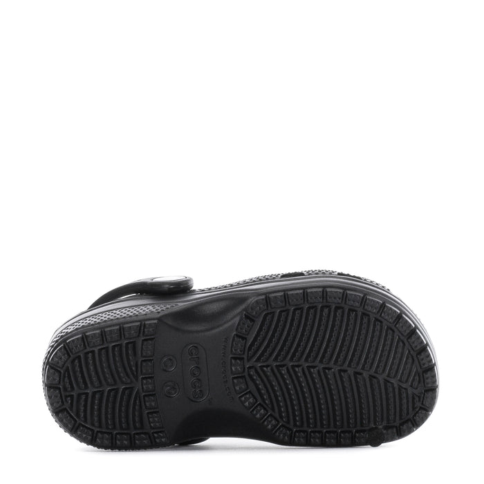 Black toddler clog outsole with textured tread pattern