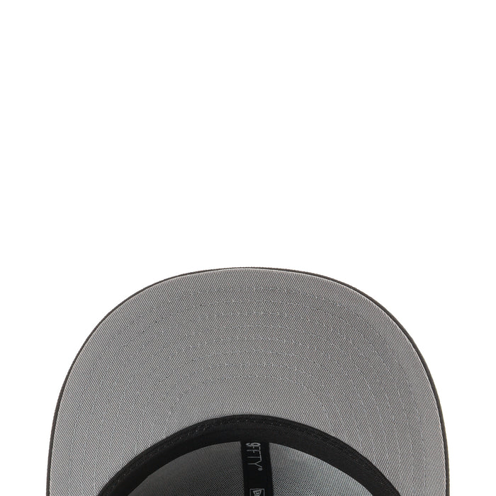 Baseball cap underside with grey lining and black inner brim