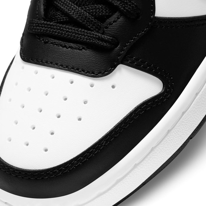 Nike Court Borough Mid 2 youth sneakers close-up of toe with perforations and black trim
