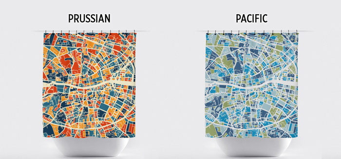 Dublin Map Shower Curtain - ireland Shower Curtain - Chroma Series