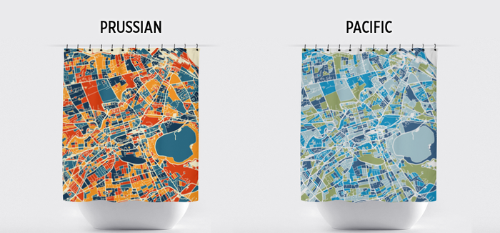 Edinburgh Map Shower Curtain - uk Shower Curtain - Chroma Series