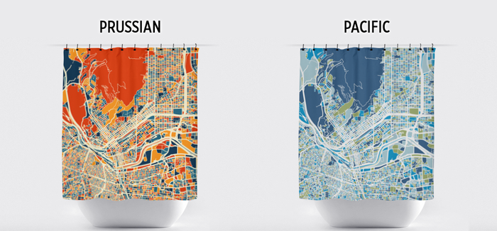 El Paso Map Shower Curtain - usa Shower Curtain - Chroma Series