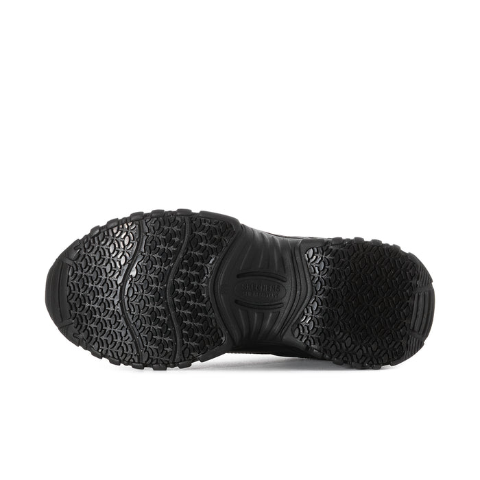 Men's black extra-wide slip-resistant outsole with deep traction pattern