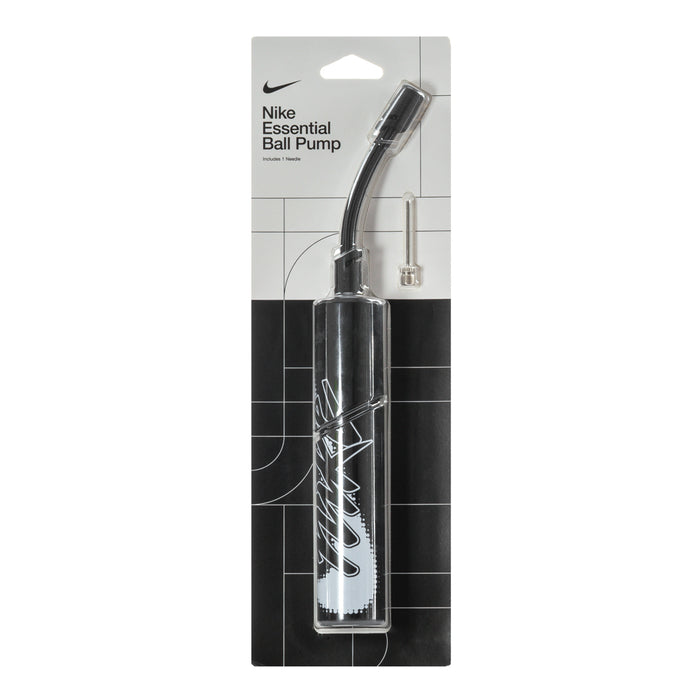 Nike Essential ball pump, black curved nozzle in blister packaging