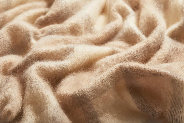 Fawn Plaid Drumin Mohair Throw Blanket - Cushendale Woollen Mills
