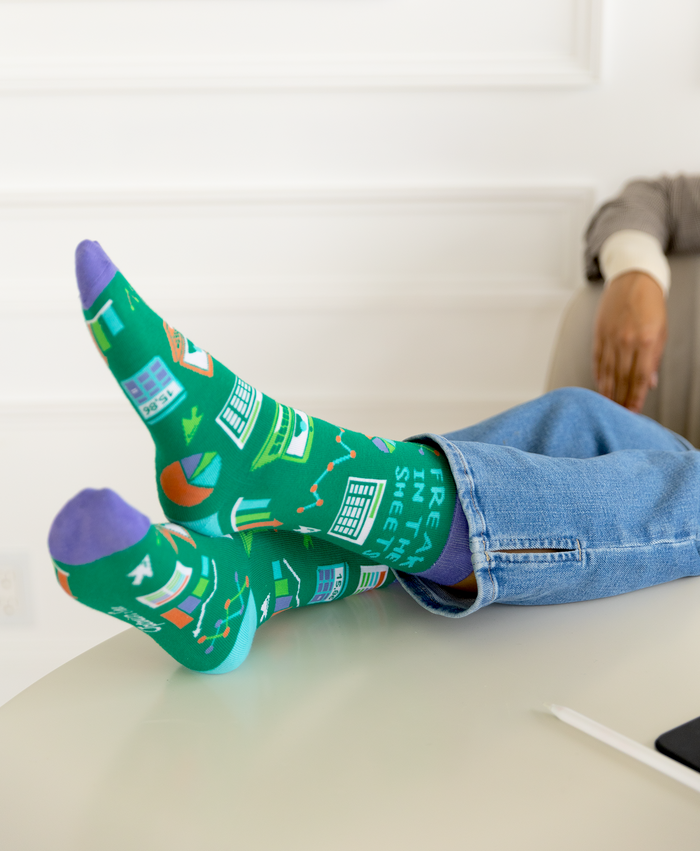 FREAK IN THE SHEETS ACCOUNTING NOVELTY CREW WOMENS SOCKS - UPTOWN