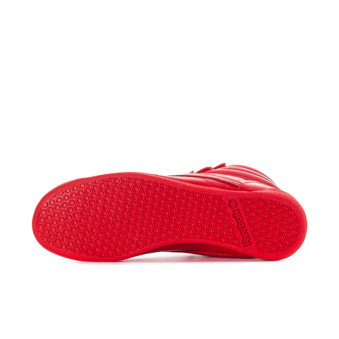 Red rubber outsole with textured tread and Reebok branding