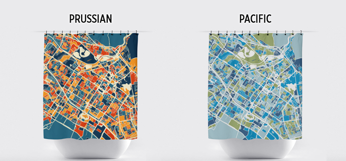 Fremont Map Shower Curtain - usa Shower Curtain - Chroma Series