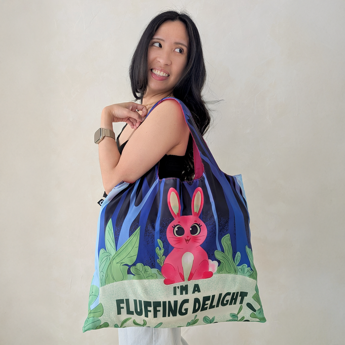Funny Bunny Print Foldable Packable Tote Bag
