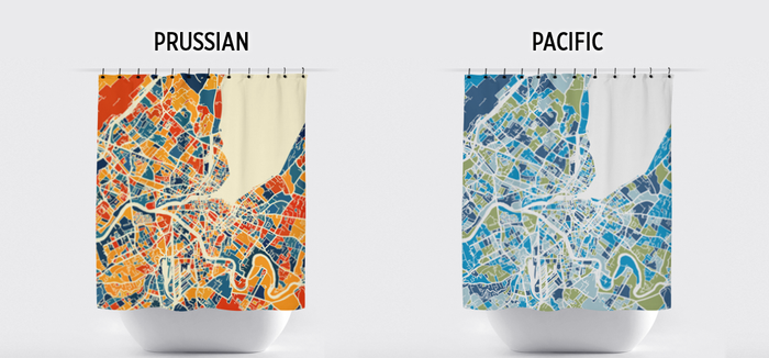Geneva Map Shower Curtain - switzerland Shower Curtain - Chroma Series