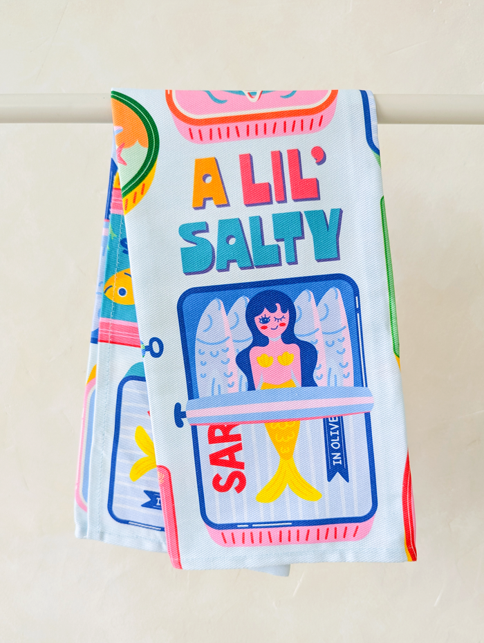 CUTE COLOURFUL DISH KITCHEN TOWEL MERMAID SARDINE CAN UPTOWN SOX