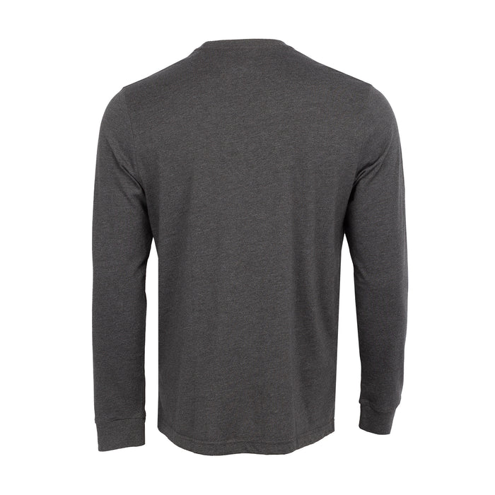Charcoal grey long-sleeve work shirt, back view