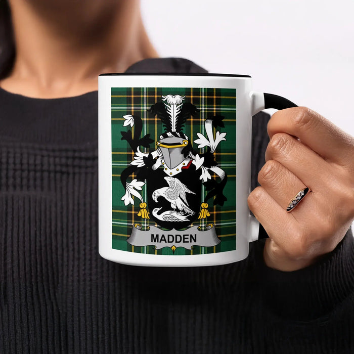Madden Irish heritage mug with black handle and interior