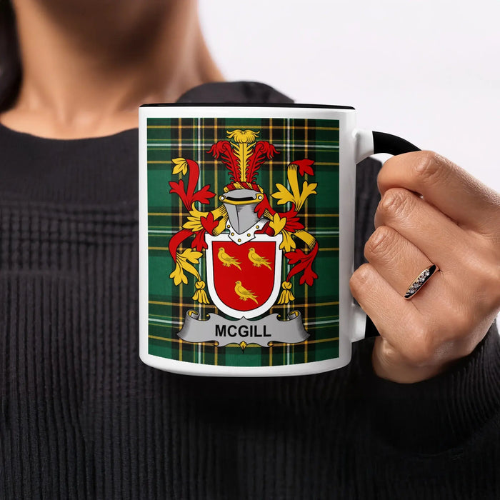 McGill Irish heritage mug with black handle and interior