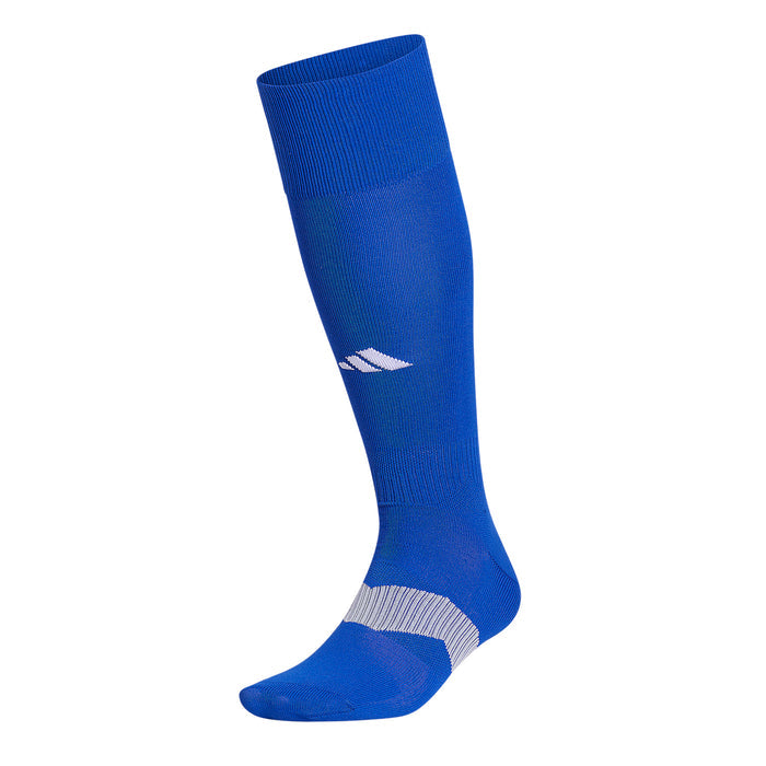 Medium over-the-calf athletic sock in royal blue with white logo