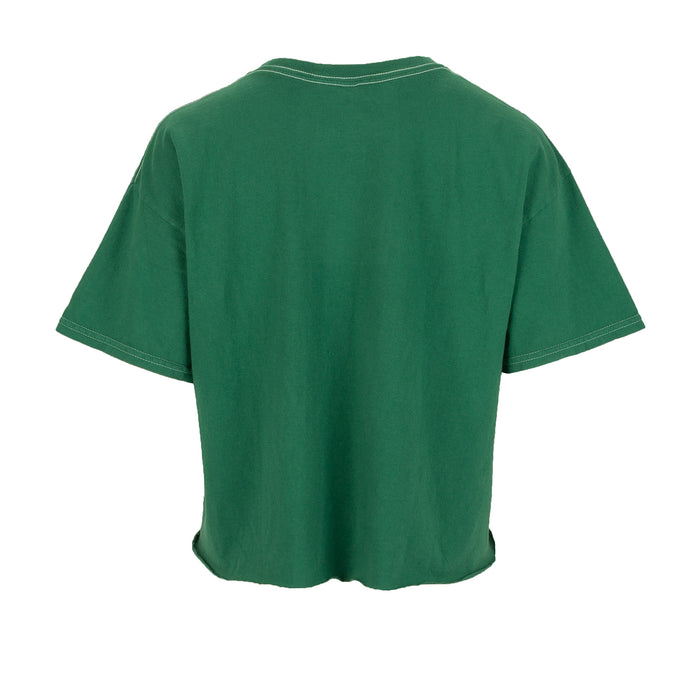 Women’s boxy tee in verdant green, short-sleeve crewneck, plain back