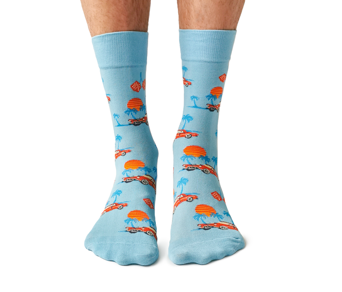 Classic Car Miami Fun Novelty Socks for Men - Uptown Sox