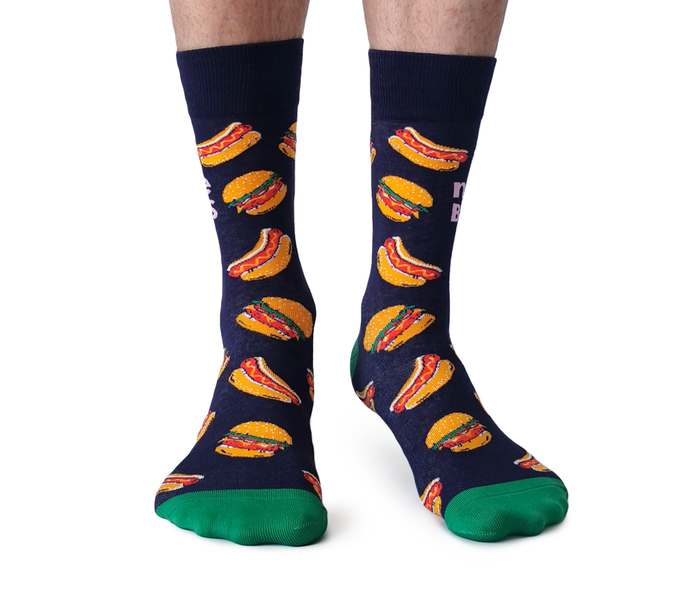 UPTOWN SOX - NICE BUNS HAMBURGER HOT DOG -MEN NOVELTY SOCKS