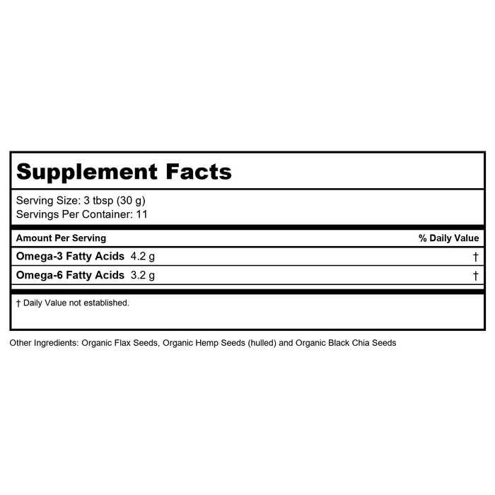 Now Real Food Triple Omega Seed Mix Organic 12oz - 6323 - Supplement Facts panel