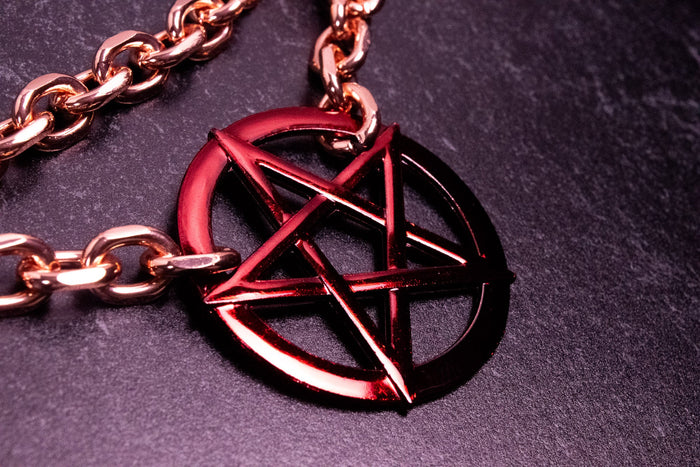 Pentacle Ring Black Vegan Leather Martingale Collar