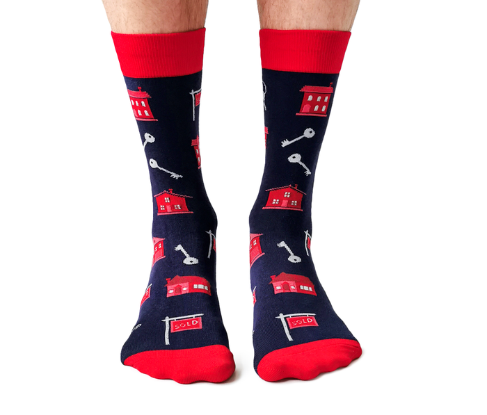 Blue and Red Real Estate Socks - Uptown Sox