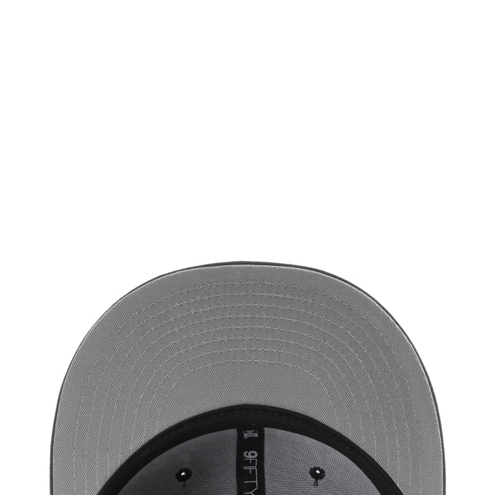 Gray underside of cap brim with black inner band and visible stitching