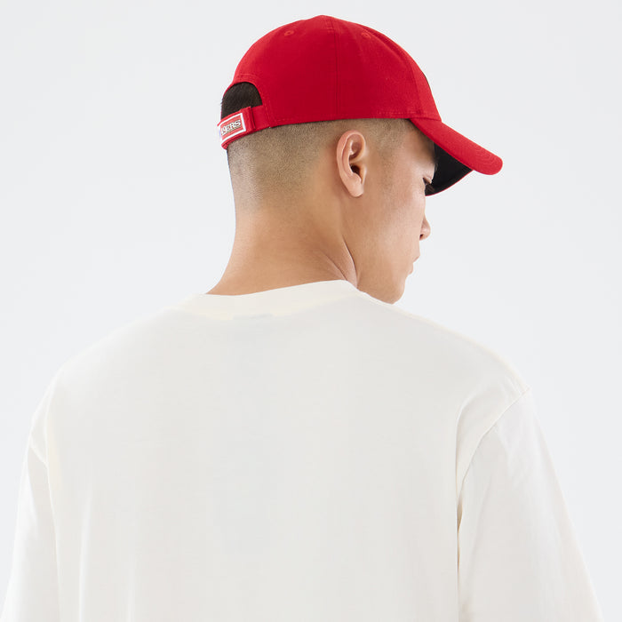Off-white men’s washed tee back view with crew neck and clean rear panel