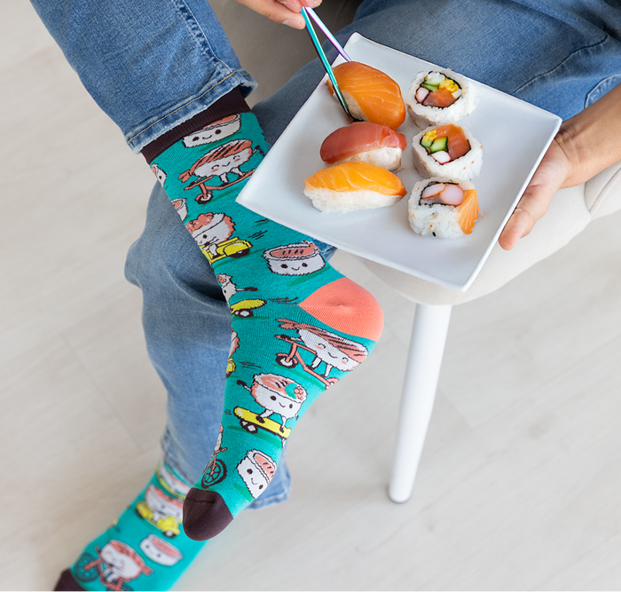 FUNNY SUSHI MEN'S CREW SOCKS - UPTOWN SOX