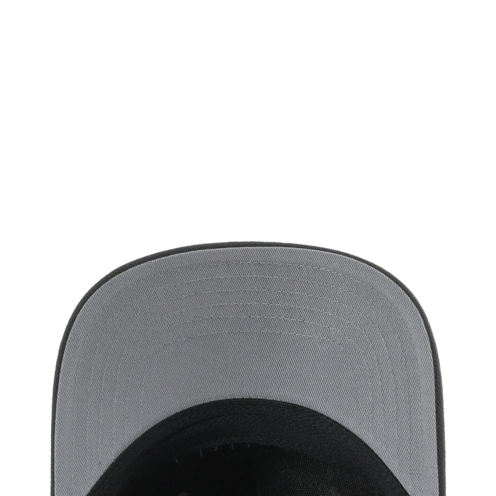Cap interior: light gray crown with black underbrim and stitched rim