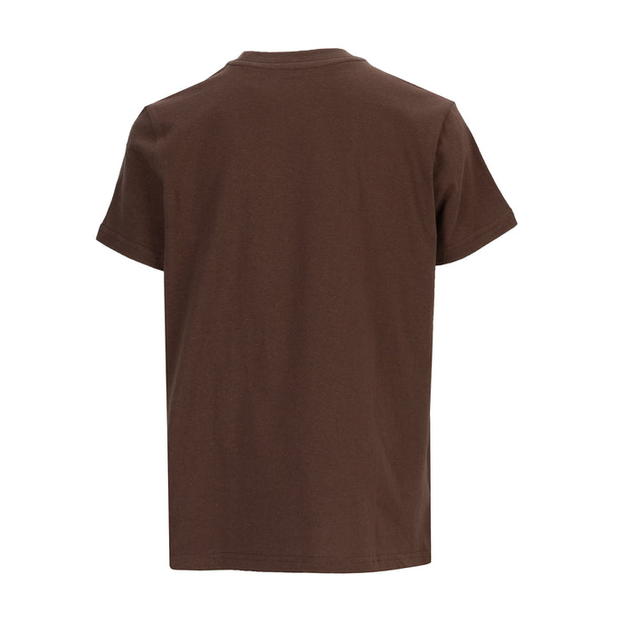 Youth crew-neck T-shirt, chestnut brown back view, short sleeves