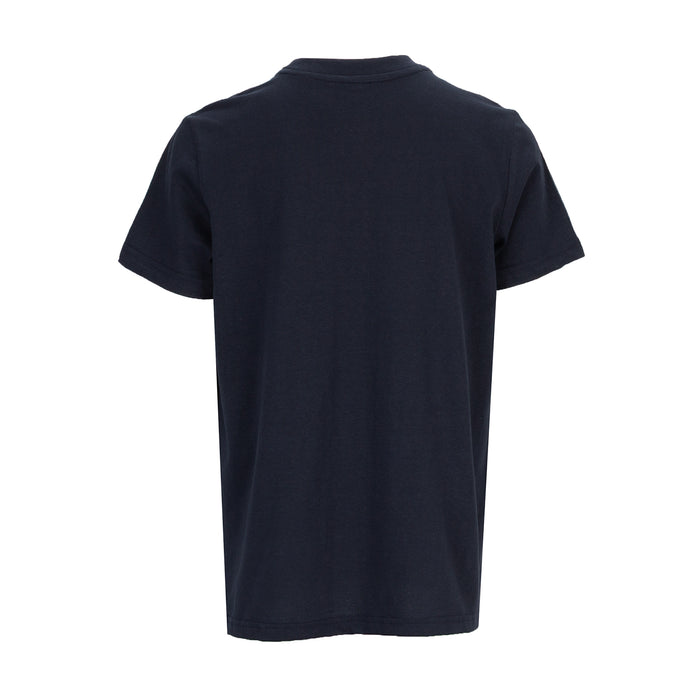 Youth navy crew neck T-shirt, short sleeves, back view