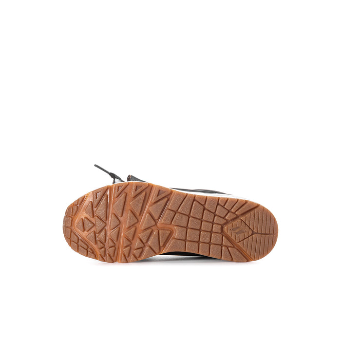 Kids' sneaker outsole, brown tread with geometric grip pattern