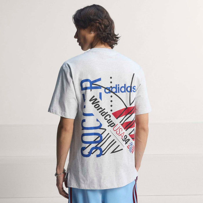 Back view of light heather gray T-shirt with large WorldCup USA94 graphic