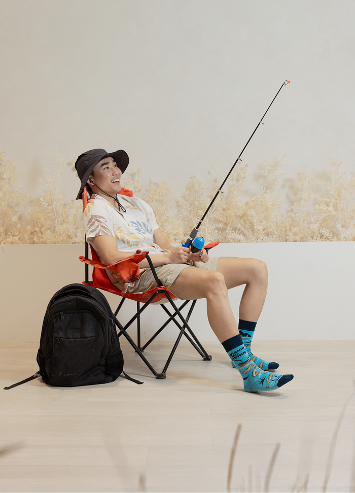 FISHING HOBBY PRINT PATTERN SOCKS MEN UPTOWN SOX