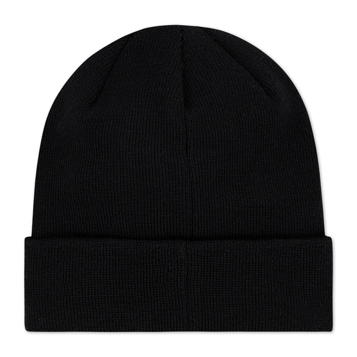 Youth cuffed beanie in black knit with folded cuff, logo not visible