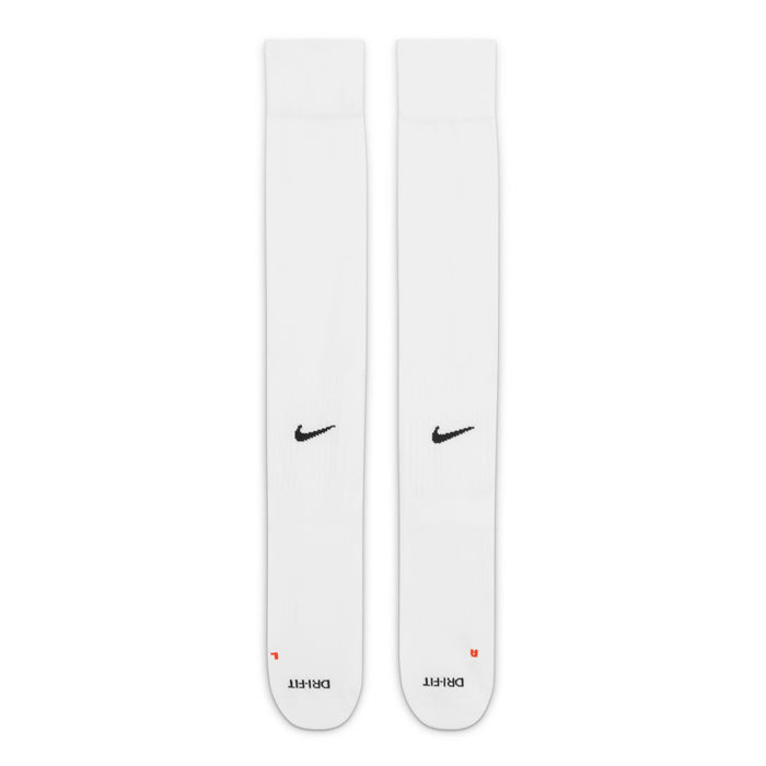 White cushioned OTC socks, two-pack, black swoosh on back