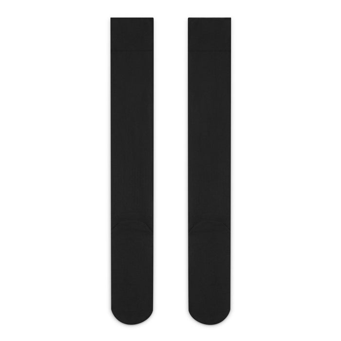 Black over-the-calf socks, two-pack, plain fabric view with rounded toe