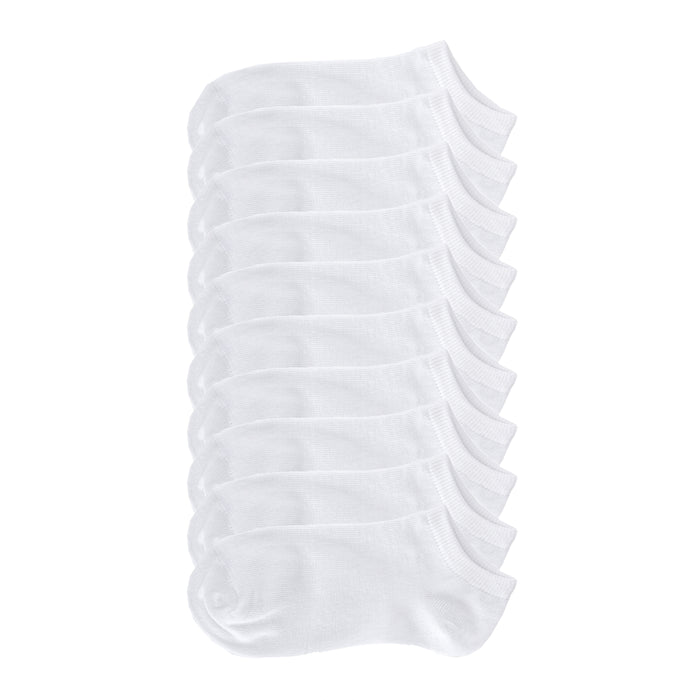 10-pack medium no-show socks, white, low-cut ankle length (set of 10)