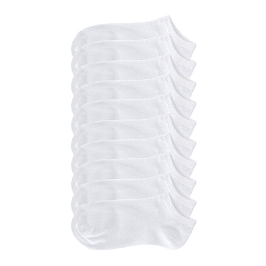 White small no-show ankle socks, 10-pack, low-cut no-show style