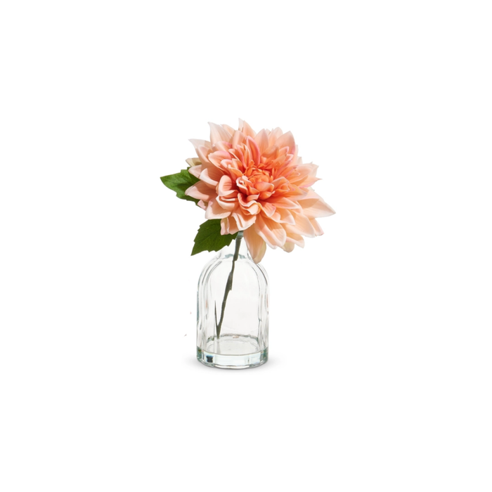 10" Real Touch Dahlia In Glass Vase