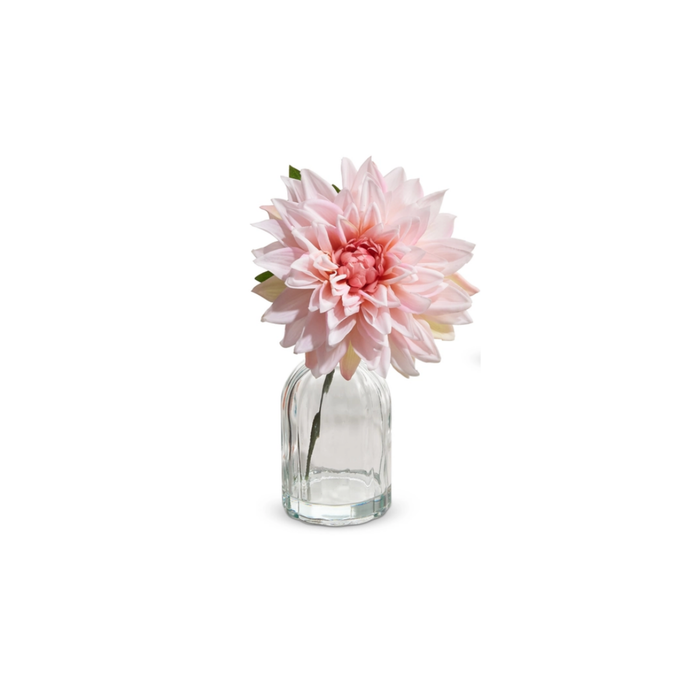 10" Real Touch Dahlia In Glass Vase