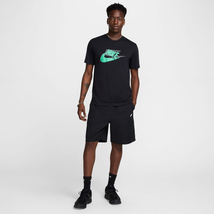 Men's black Nike logo graphic crewneck t-shirt, front view